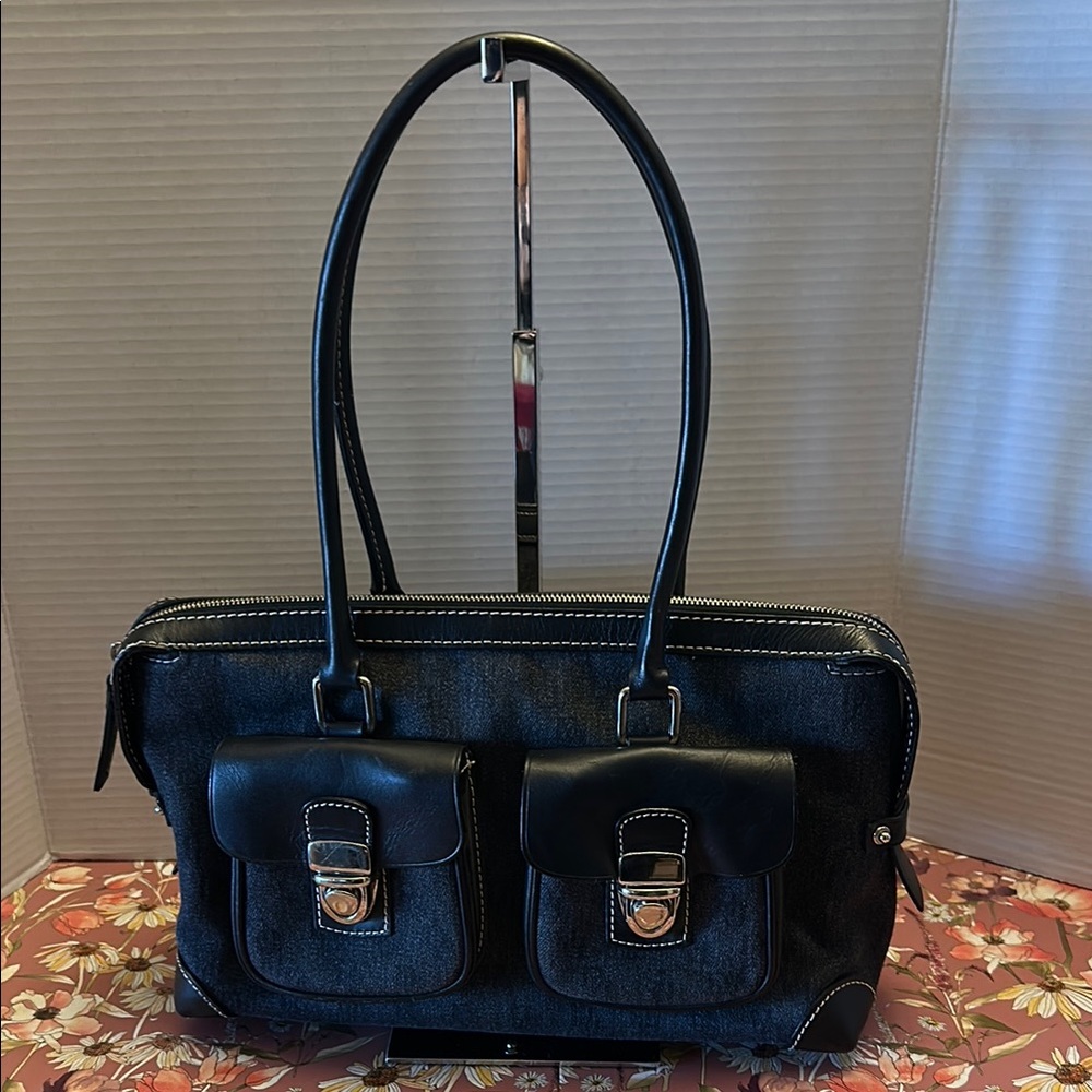 Authentic Dooney & Bourke Y2K black denim shoulder bag.